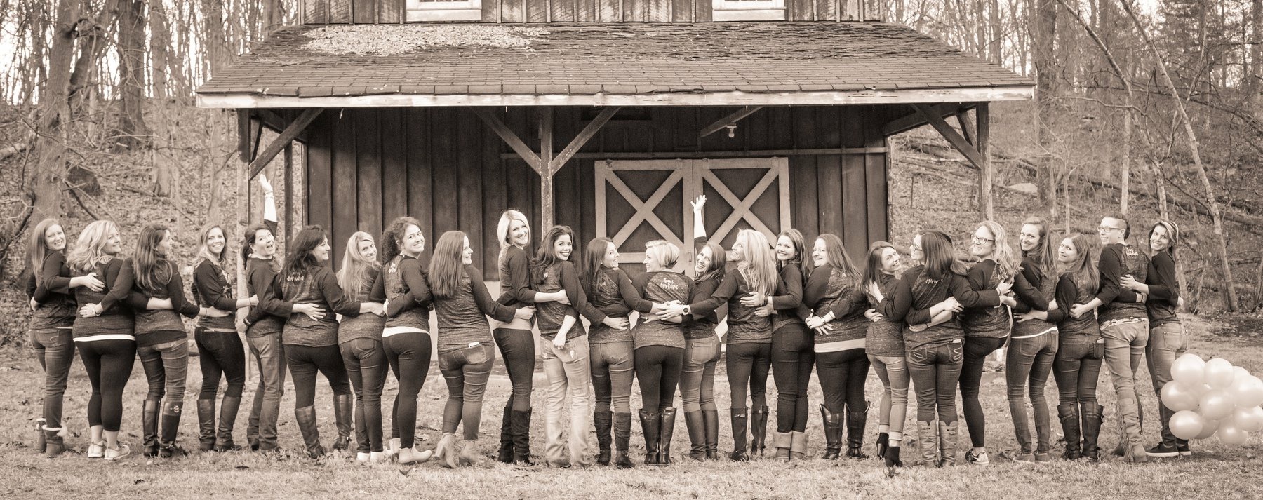 Panorama of a black and white female group shot